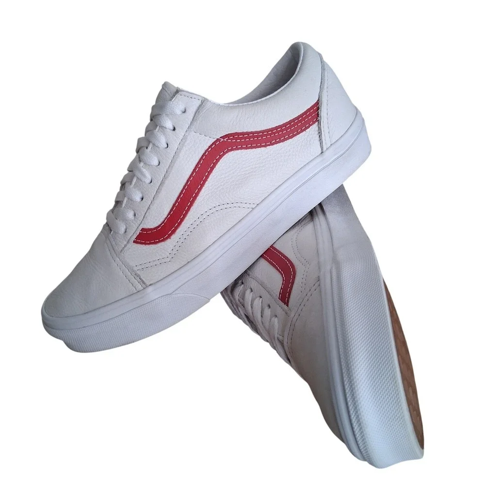 Vans Old Skool Leather Mens‎ size 7/ Women's 8.5 Skateboard Alternative Sneakers